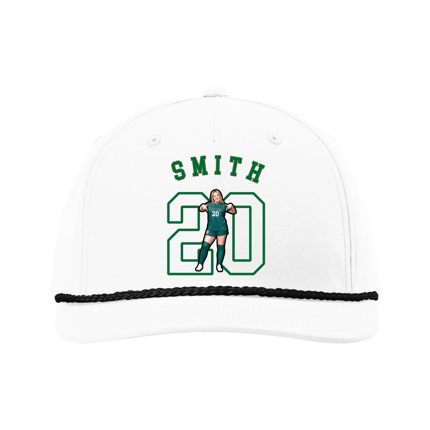 Five-Panel Classic Rope Cap — Shirsey Arch in White