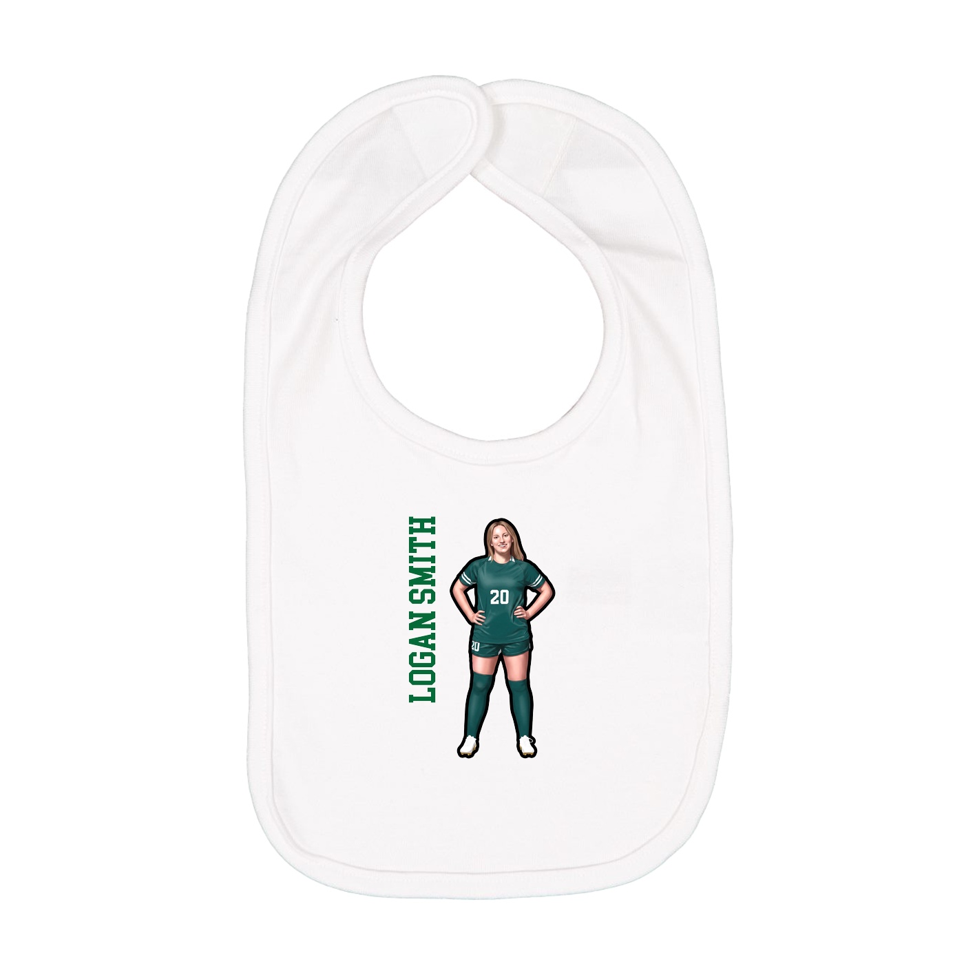 Infant Bib — Name Vertical in White
