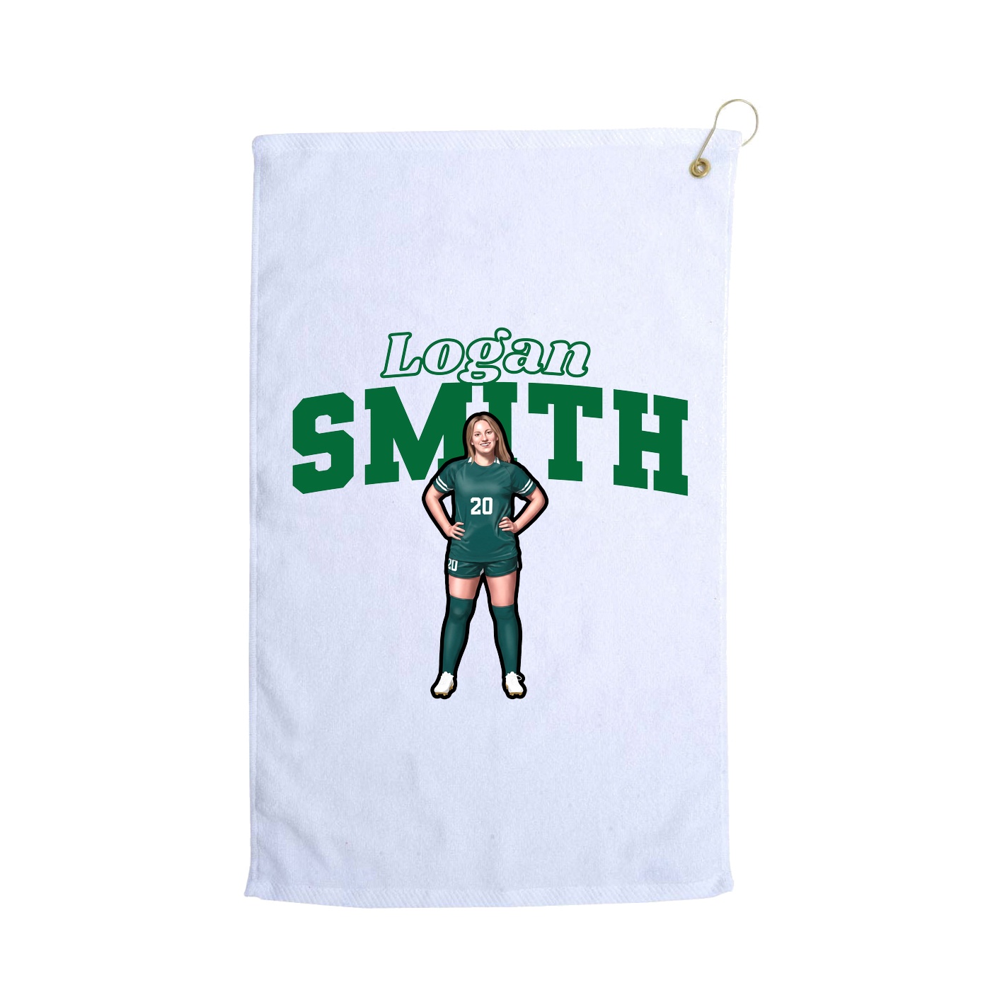 Golf Towel — Name Arch in White