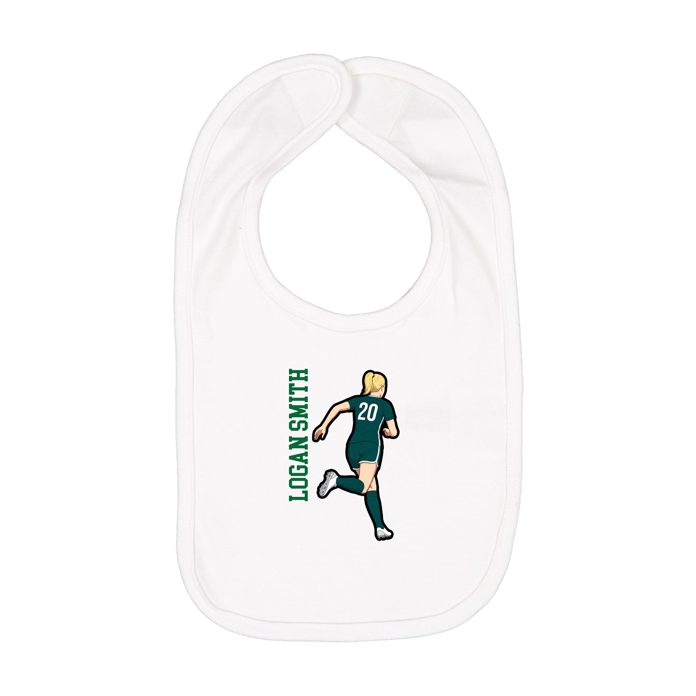 Infant Bib — Name Vertical in White