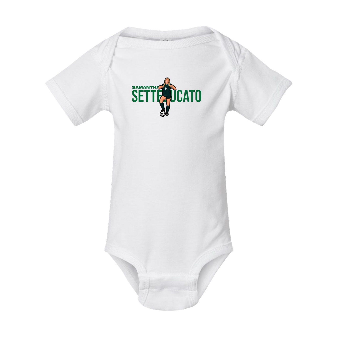 Baby Onesie — Player Name in White