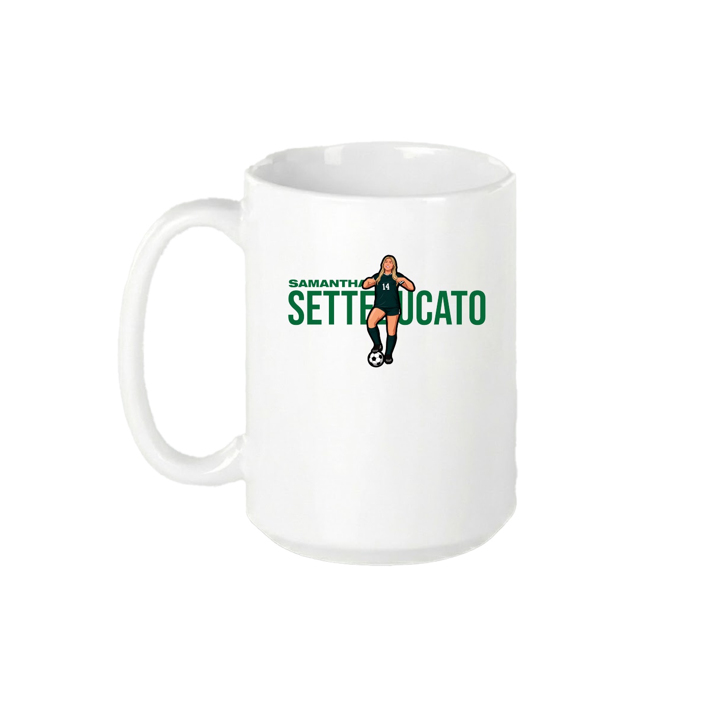 15oz Coffee Mug — Player Name in White
