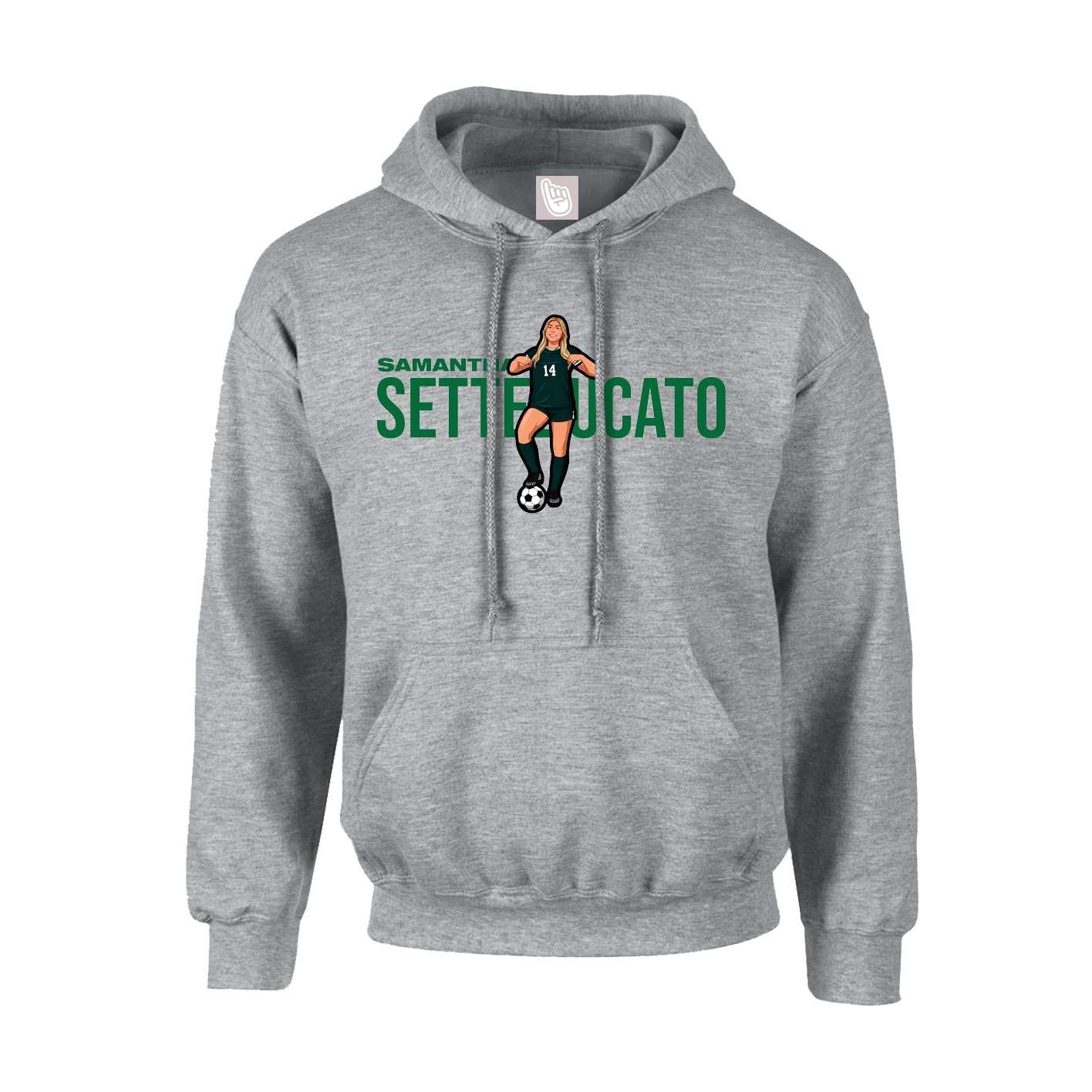 Youth Hoodie — Player Name in Grey