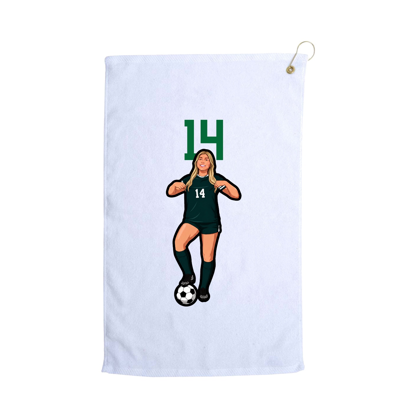 Golf Towel — Number Top in White