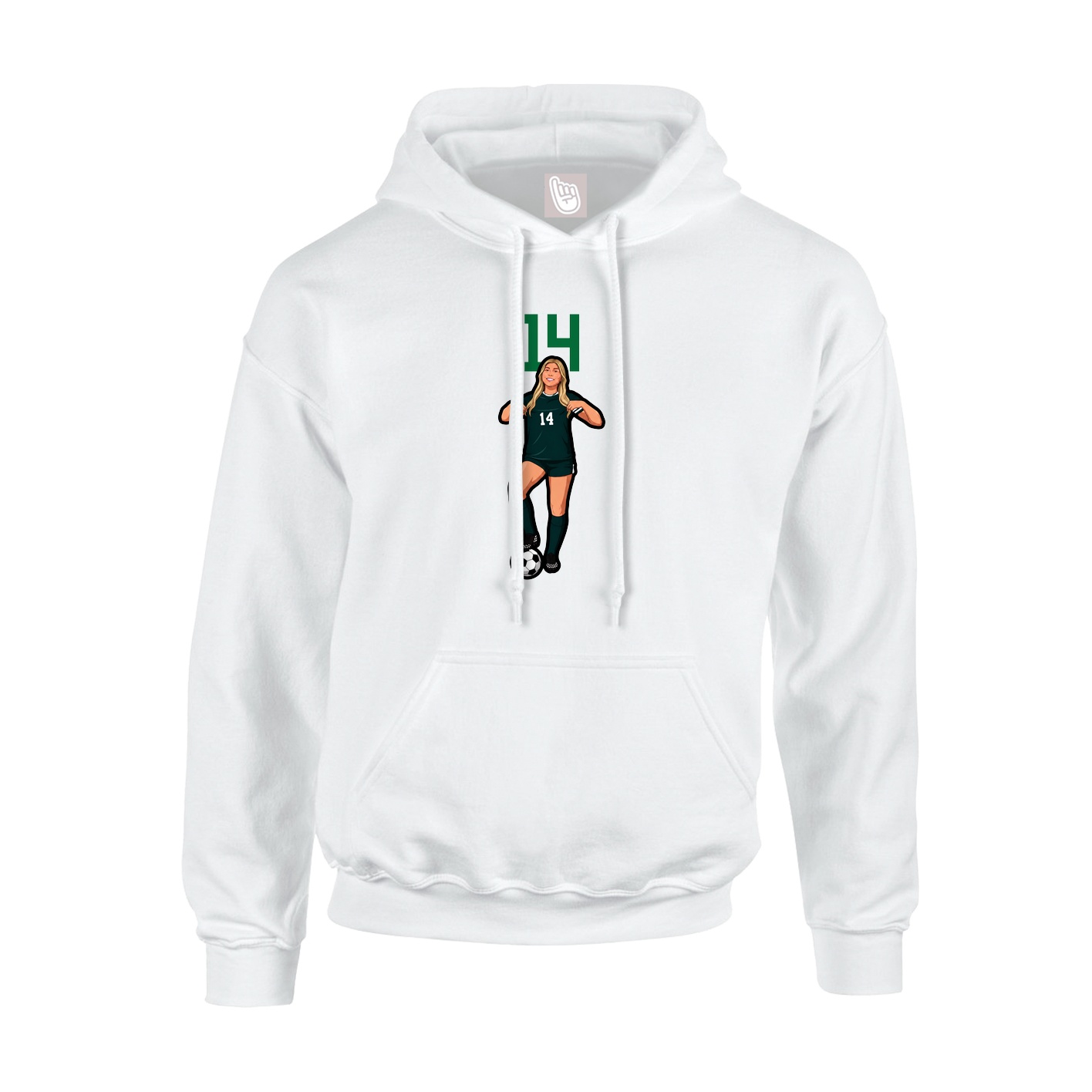 Youth Hoodie — Number Top in White