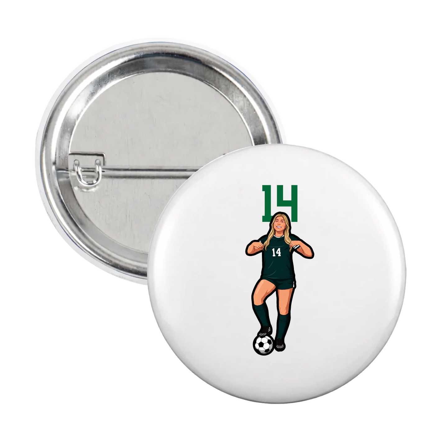 Game Day Button — Number Top in White