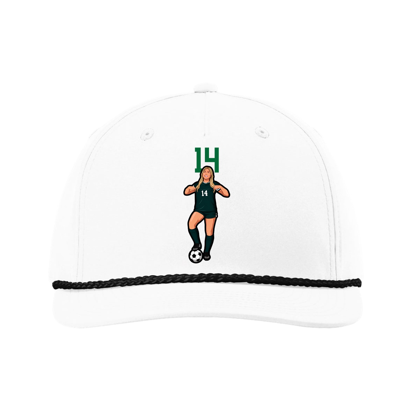 Five-Panel Classic Rope Cap — Number Top in White