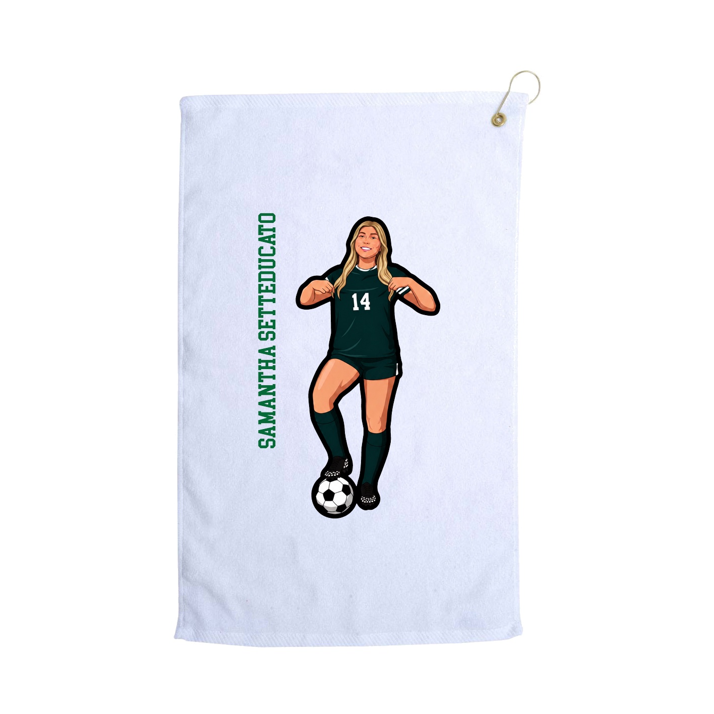 Golf Towel — Name Vertical in White