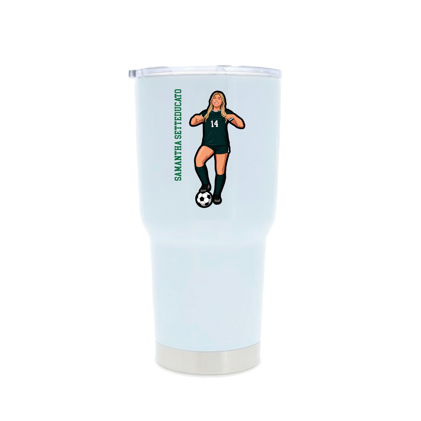 30oz Stainless Steel Tumbler — Name Vertical in White
