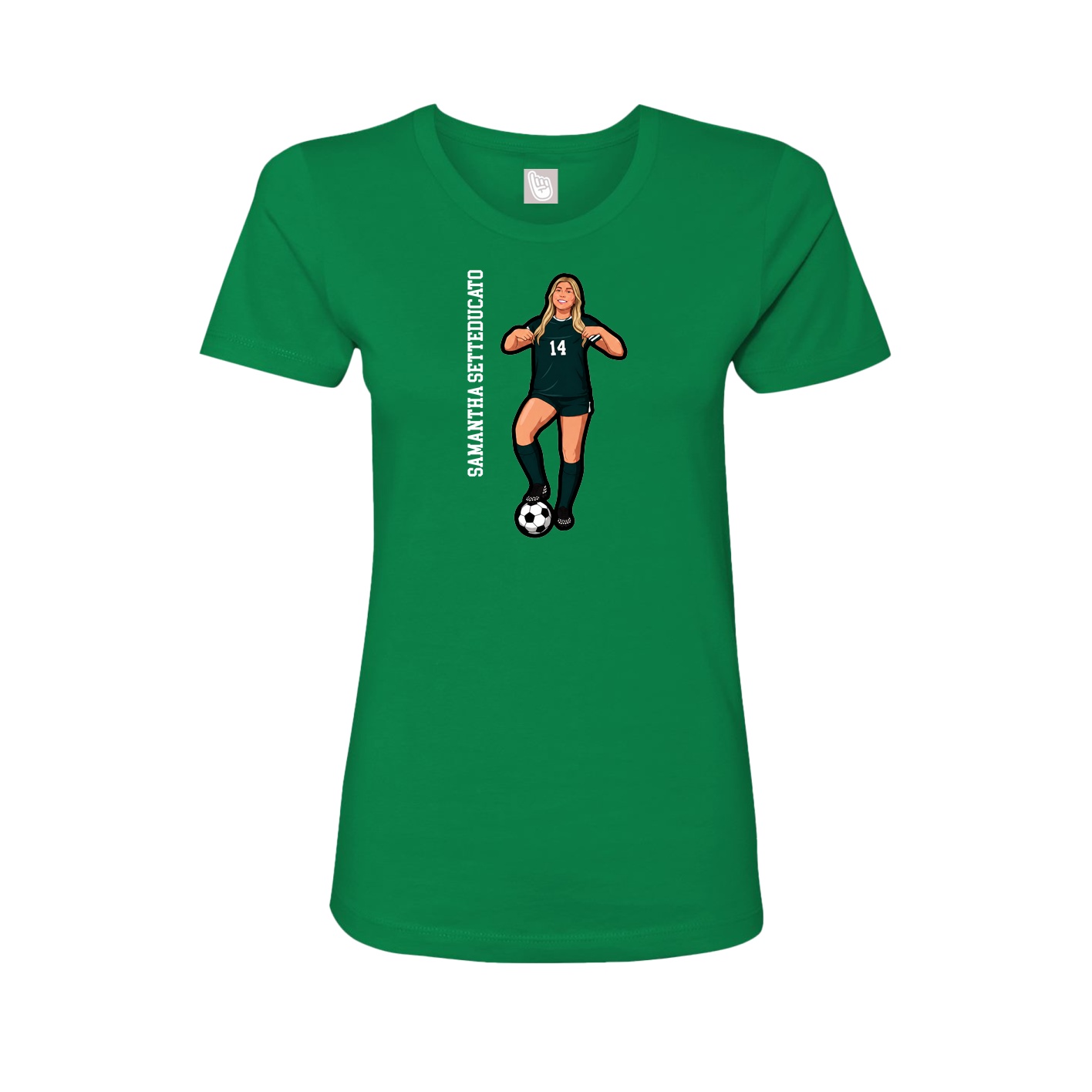 Fitted Women's Tee — Name Vertical in Green