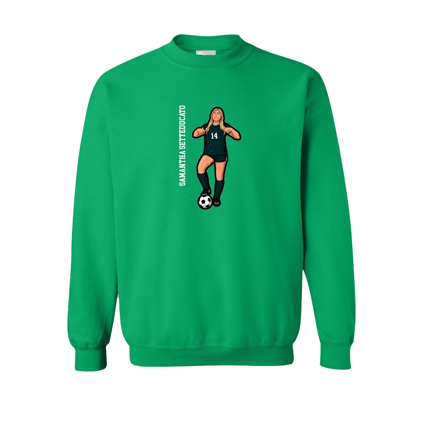 Fleece Crew — Name Vertical in Green