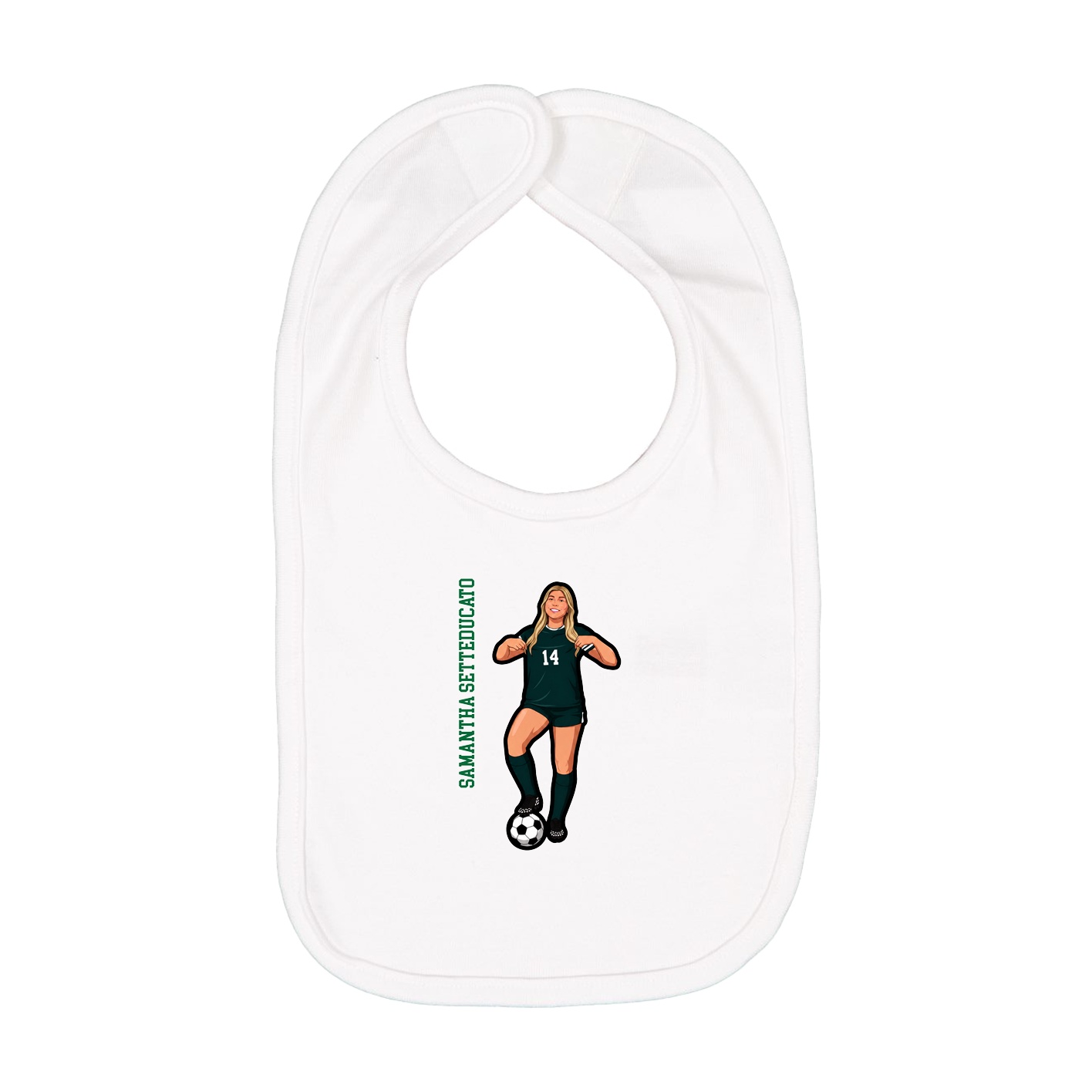 Infant Bib — Name Vertical in White