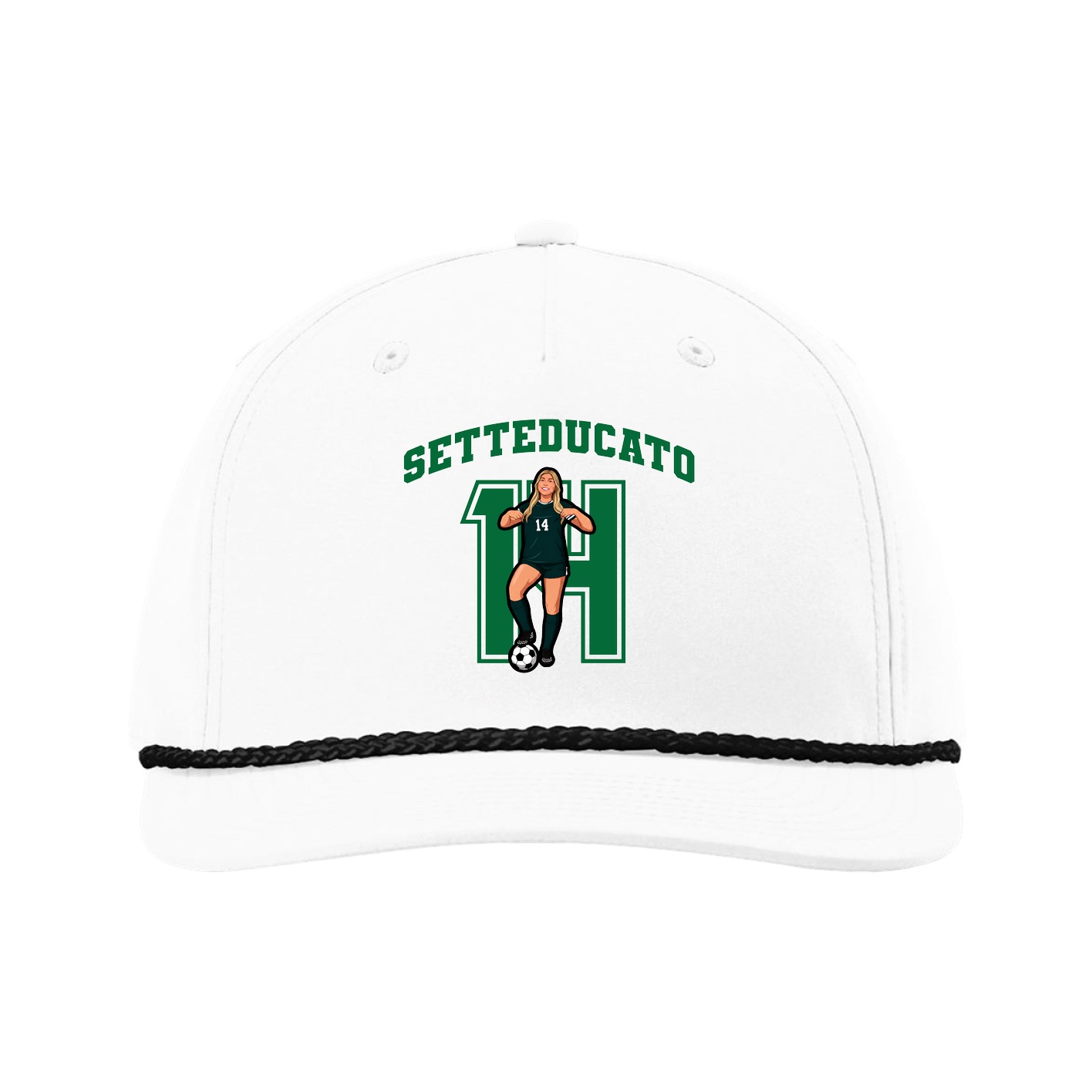 Five-Panel Classic Rope Cap — Number in White