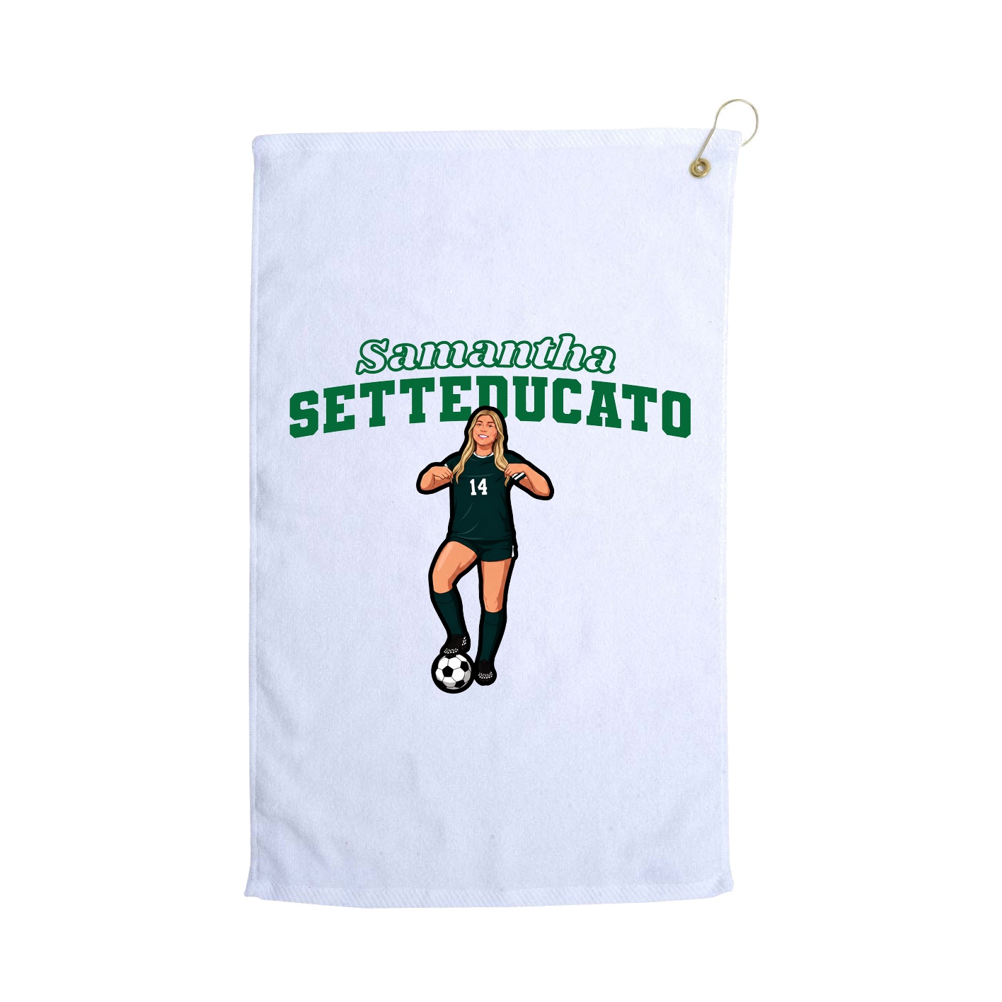 Golf Towel — Name Arch in White