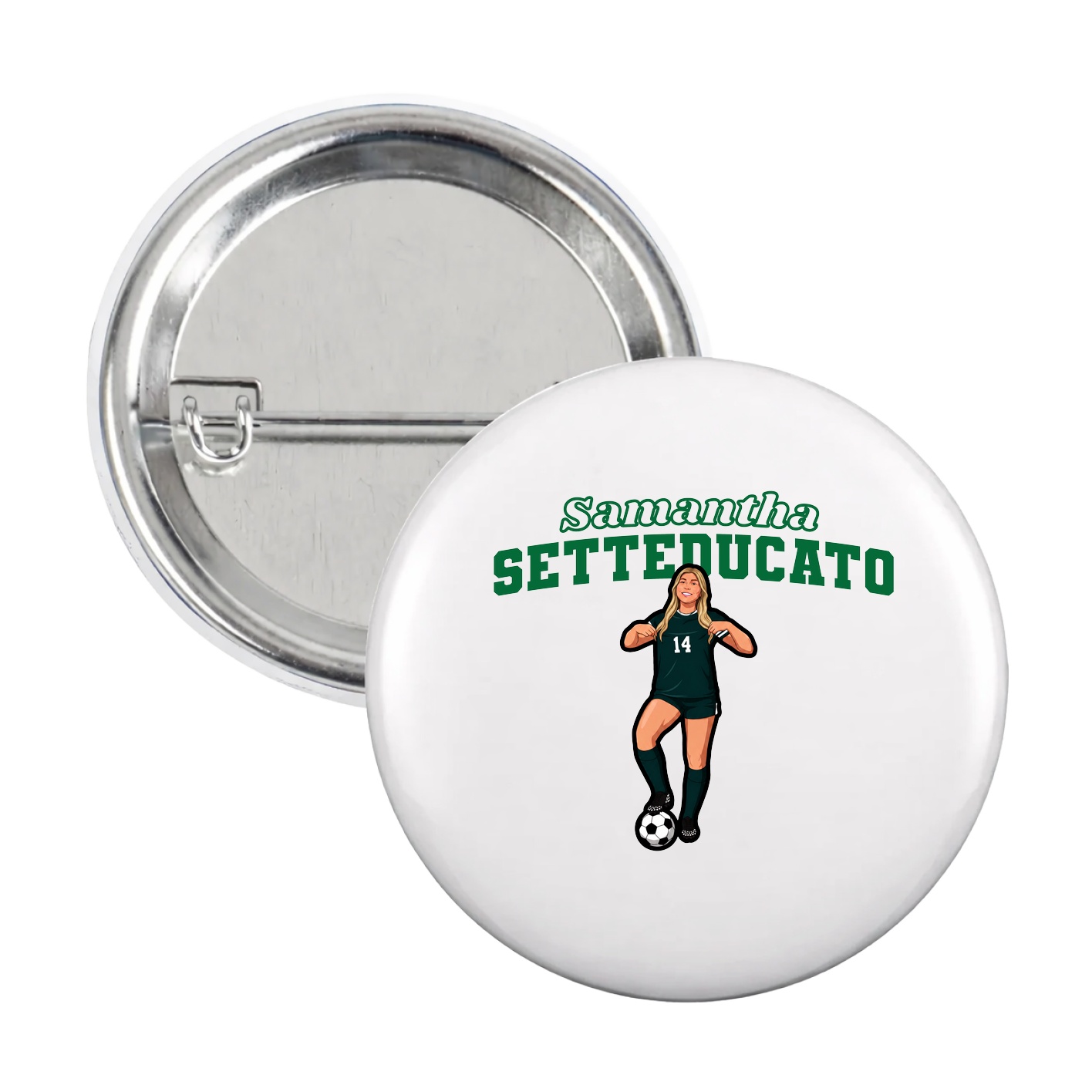 Game Day Button — Name Arch in White