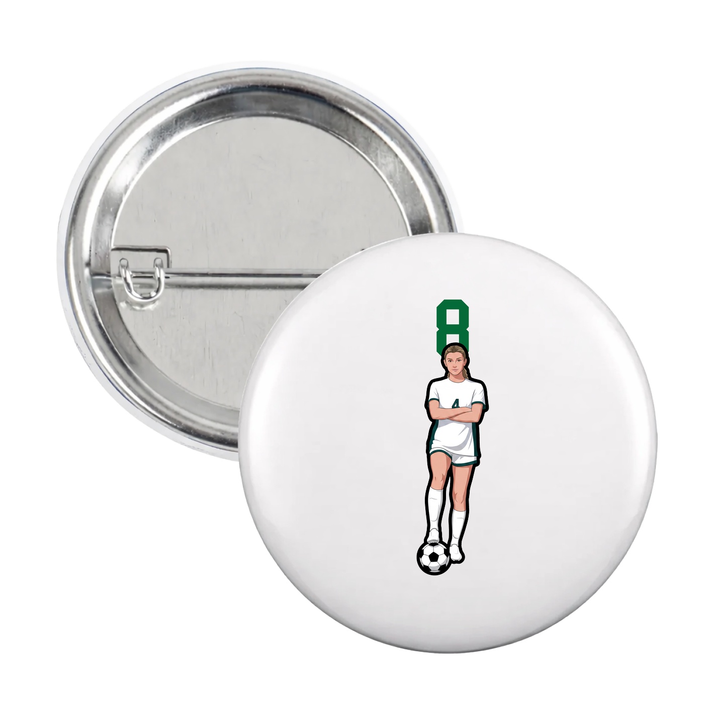 Game Day Button — Number Top in White