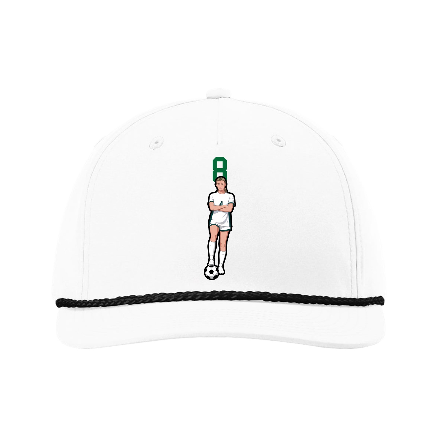 Five-Panel Classic Rope Cap — Number Top in White