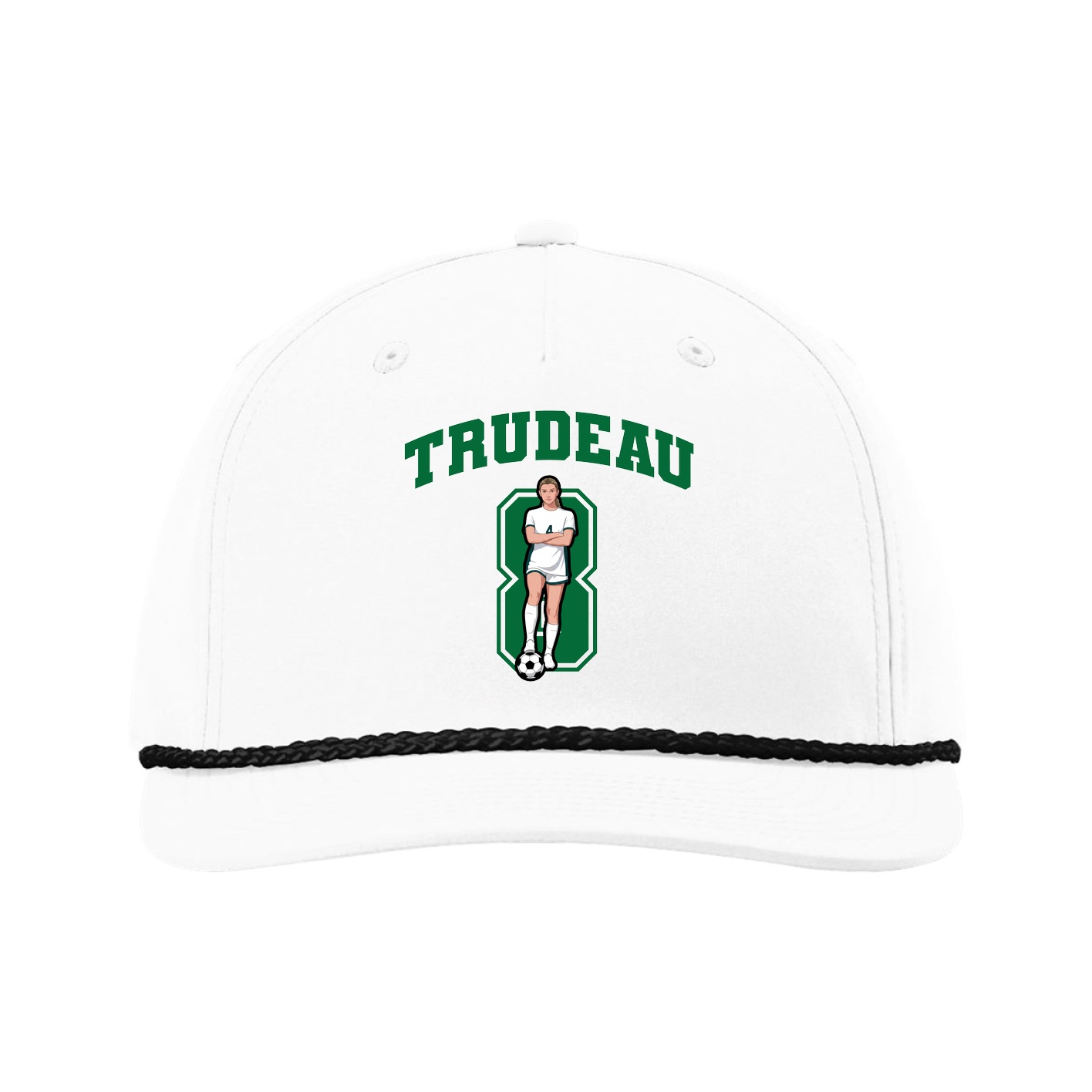 Five-Panel Classic Rope Cap — Number in White