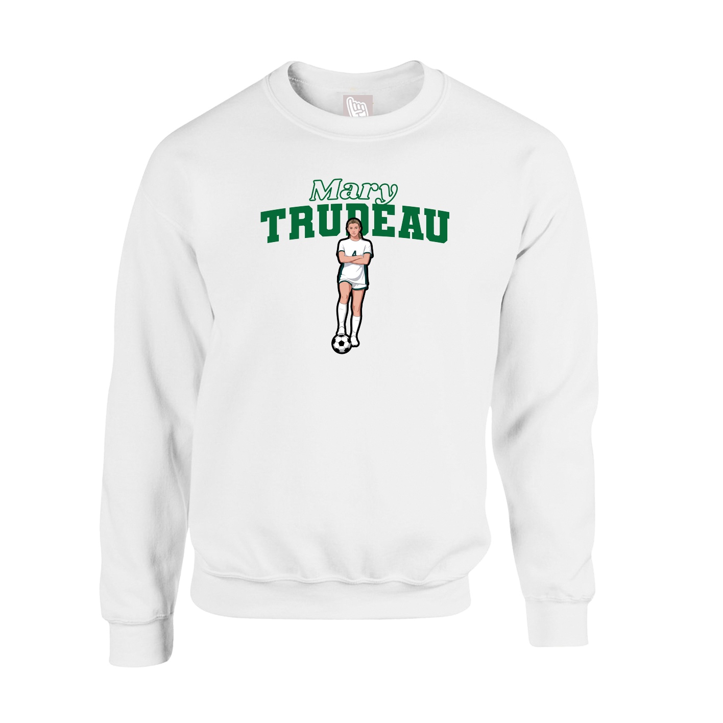 Fleece Crew — Name Arch in White