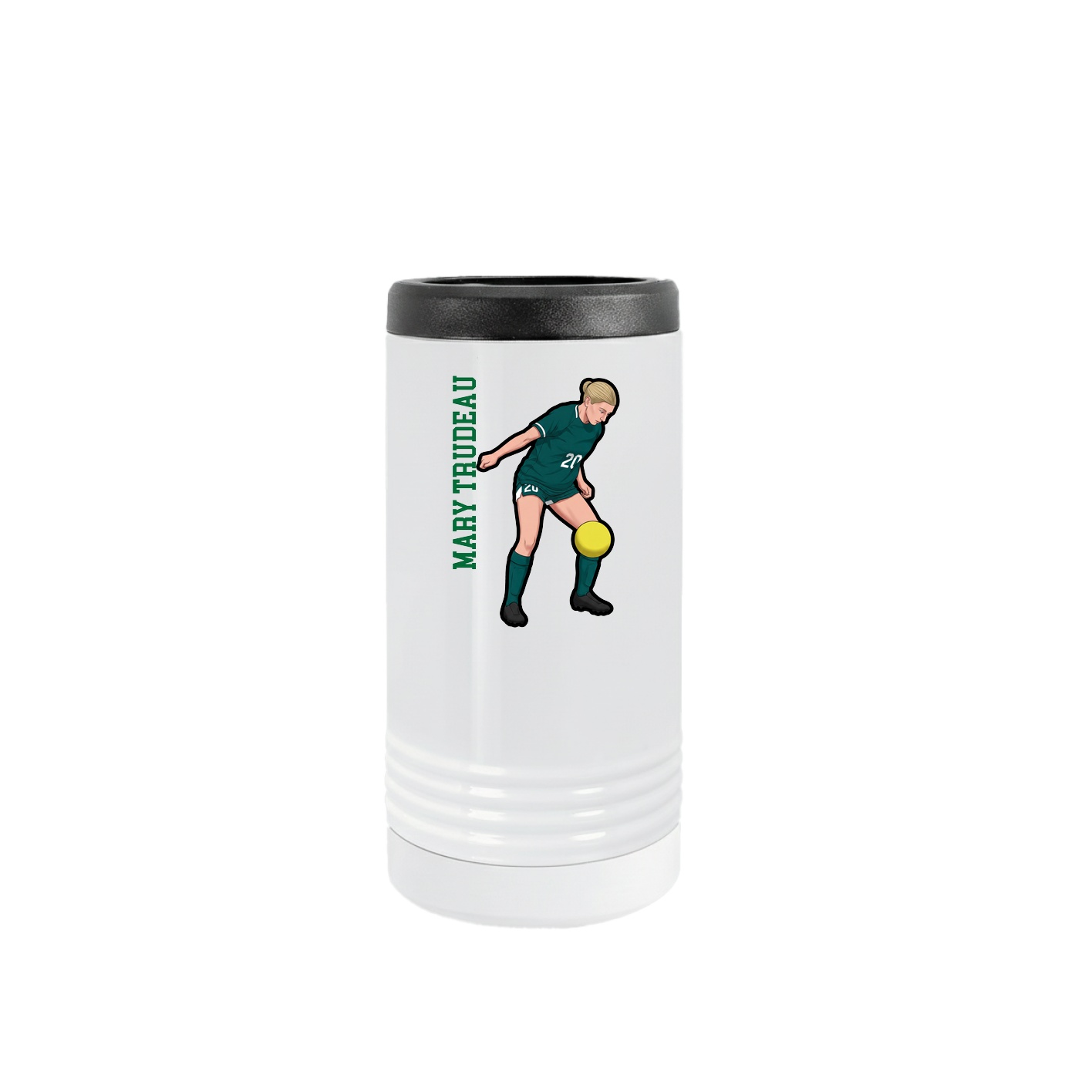 Slim Beverage Holder — Name Vertical in White