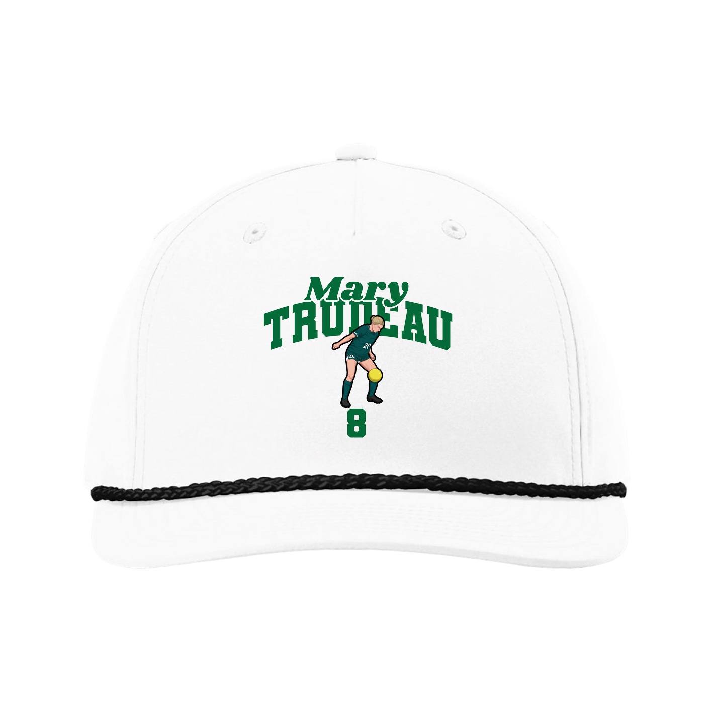 Five-Panel Classic Rope Cap — Signature Arch in White