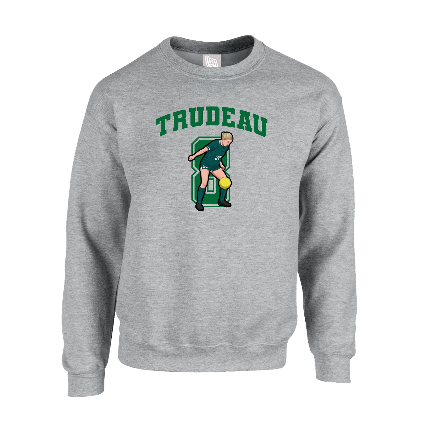 Fleece Crew — Number in Grey