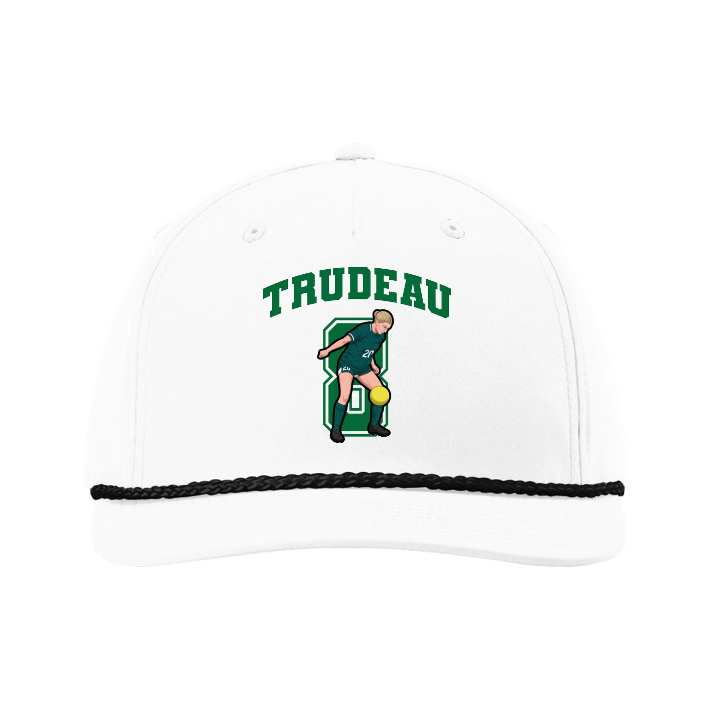 Five-Panel Classic Rope Cap — Number in White