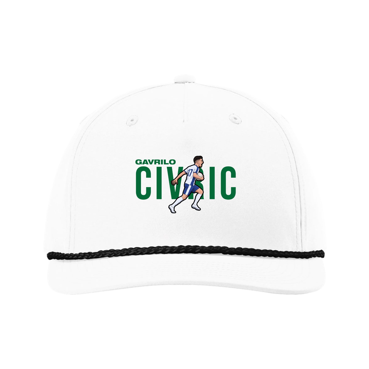 Five-Panel Classic Rope Cap — Player Name in White
