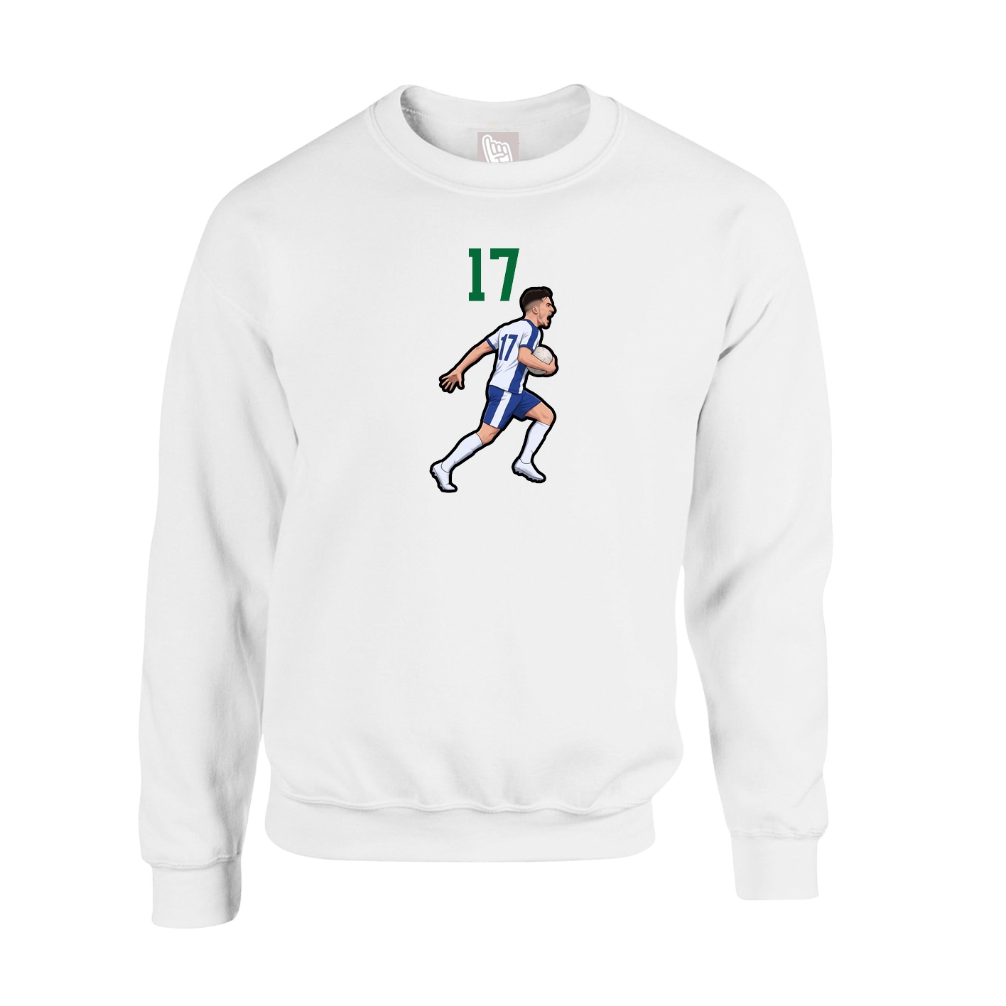 Fleece Crew — Number Top in White