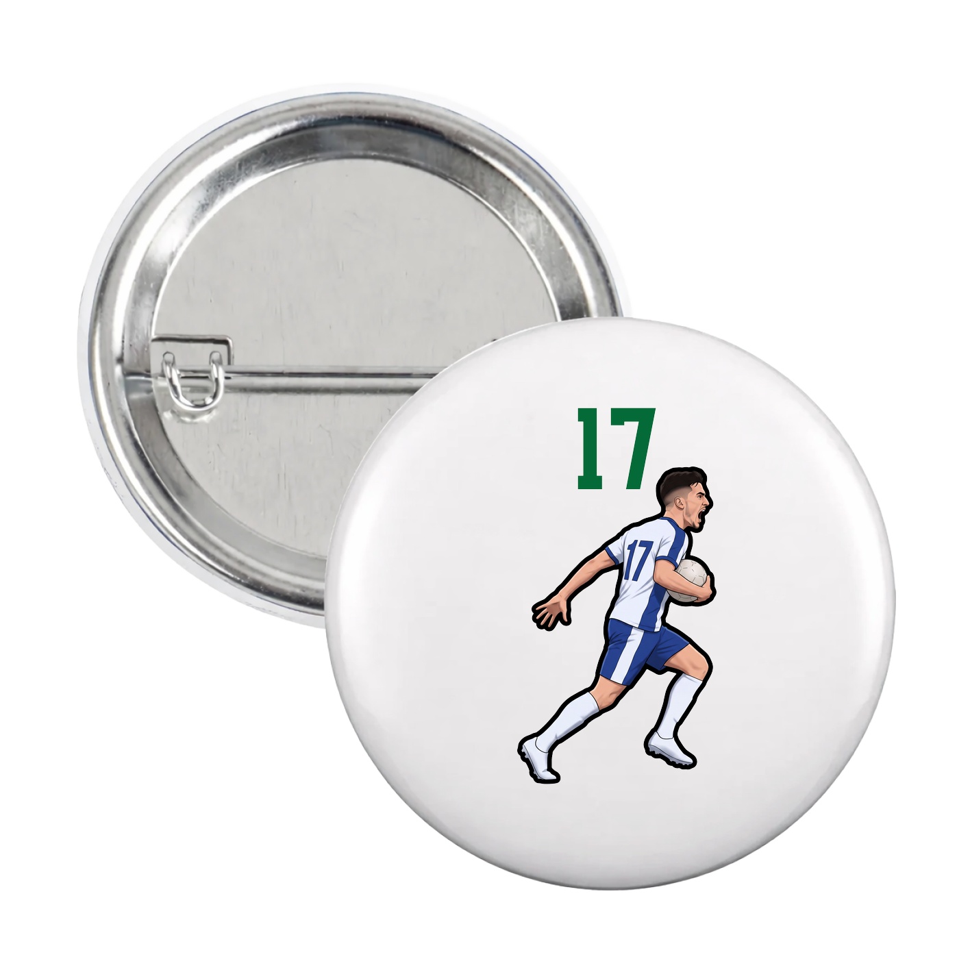 Game Day Button — Number Top in White