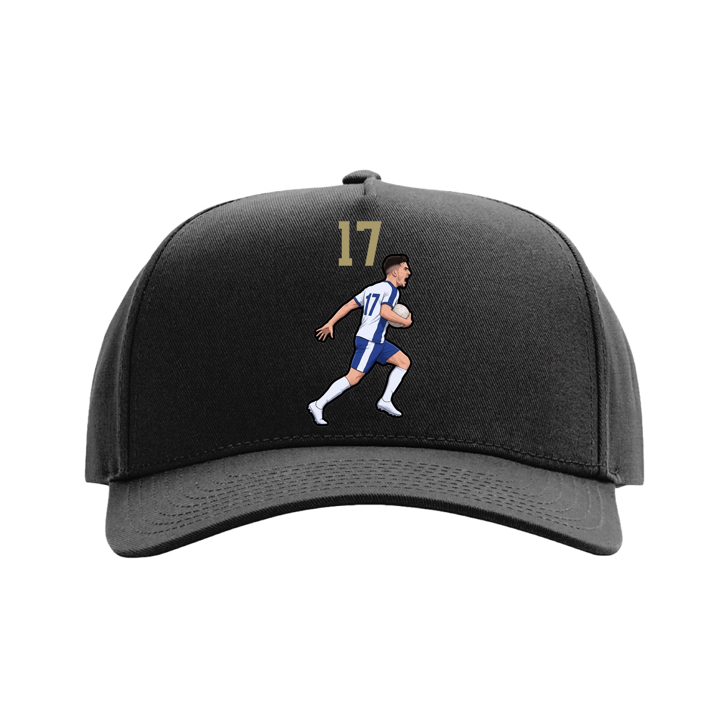 Full Fabric Five-Panel Champ Cap — Number Top in Black