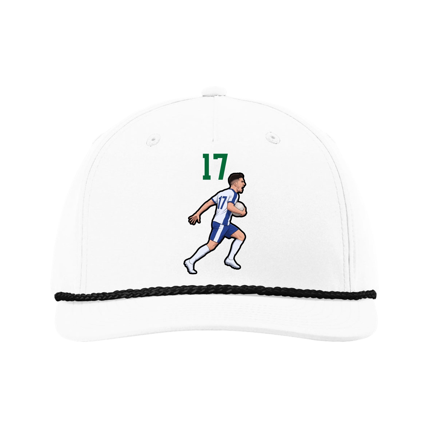 Five-Panel Classic Rope Cap — Number Top in White
