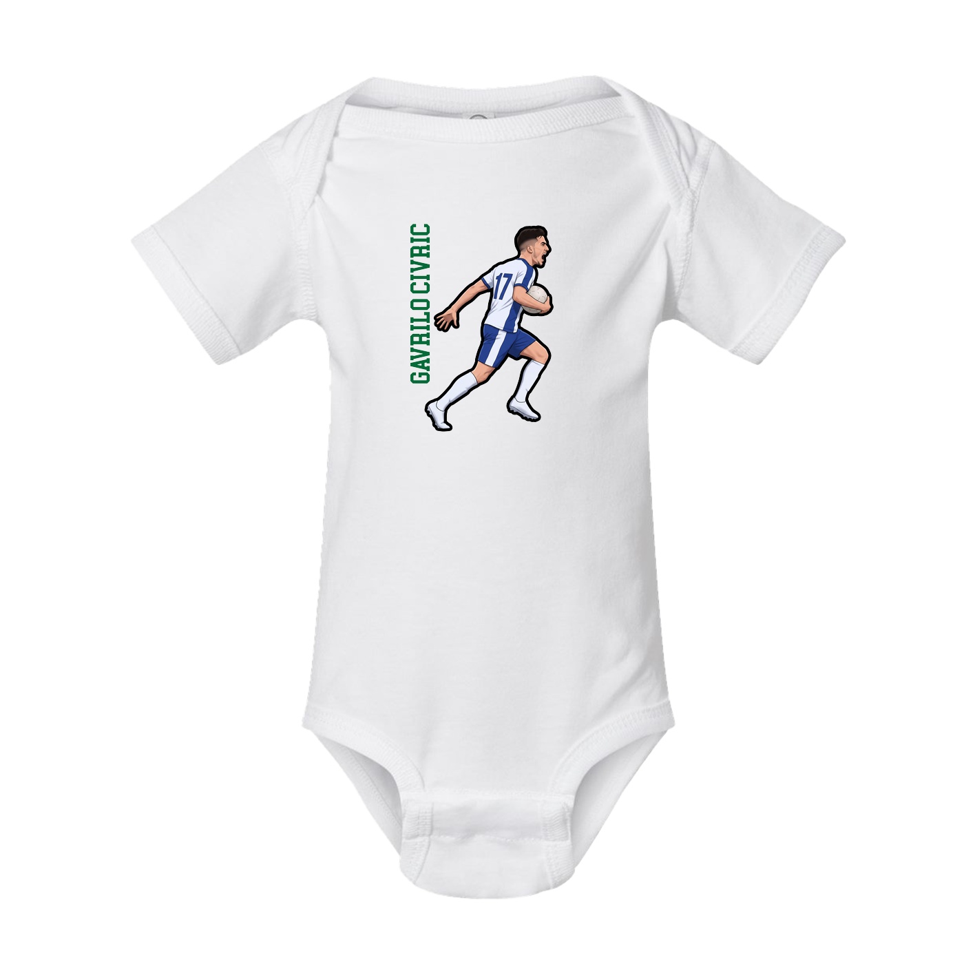 Baby Onesie — Name Vertical in White