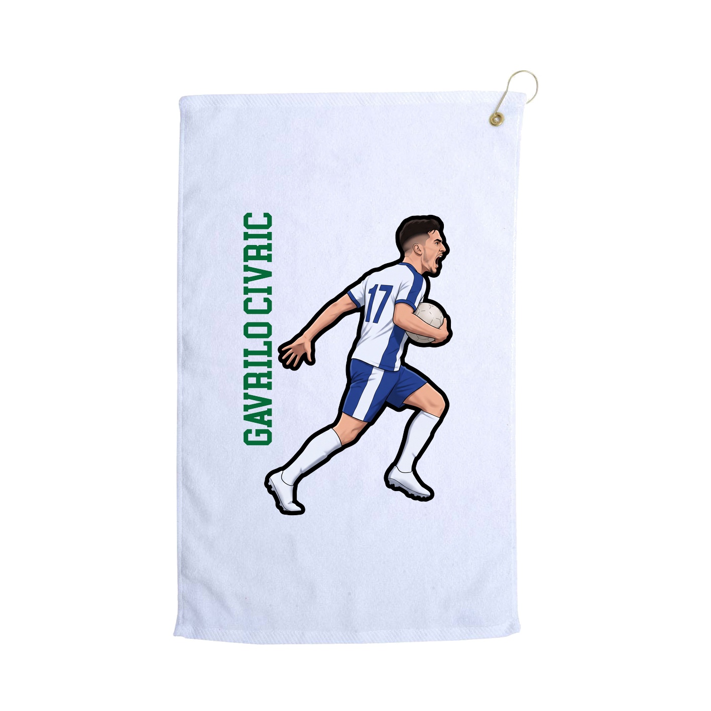 Golf Towel — Name Vertical in White