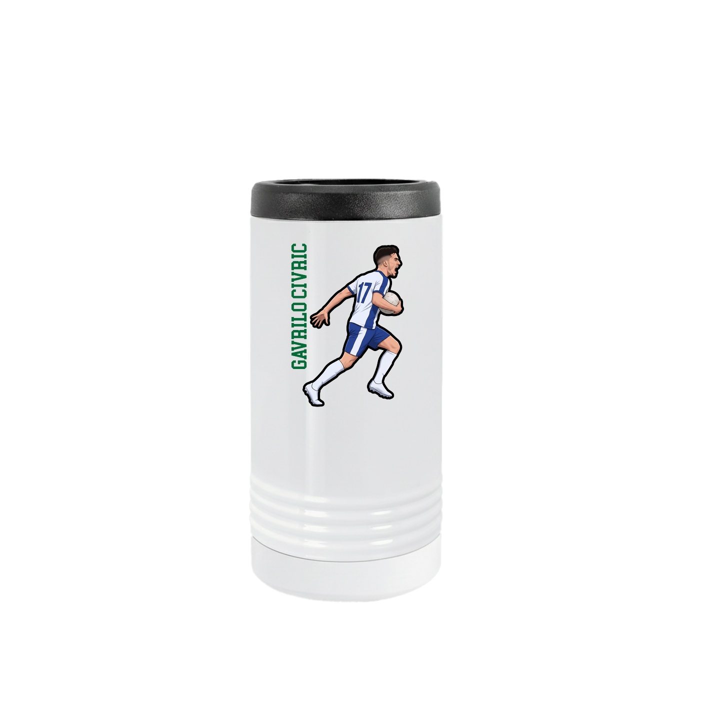 Slim Beverage Holder — Name Vertical in White