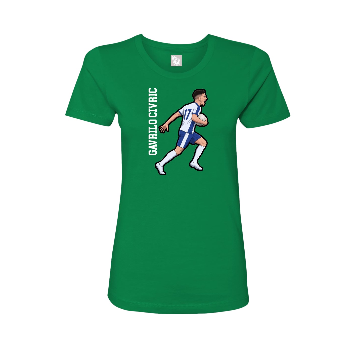 Fitted Women's Tee — Name Vertical in Green