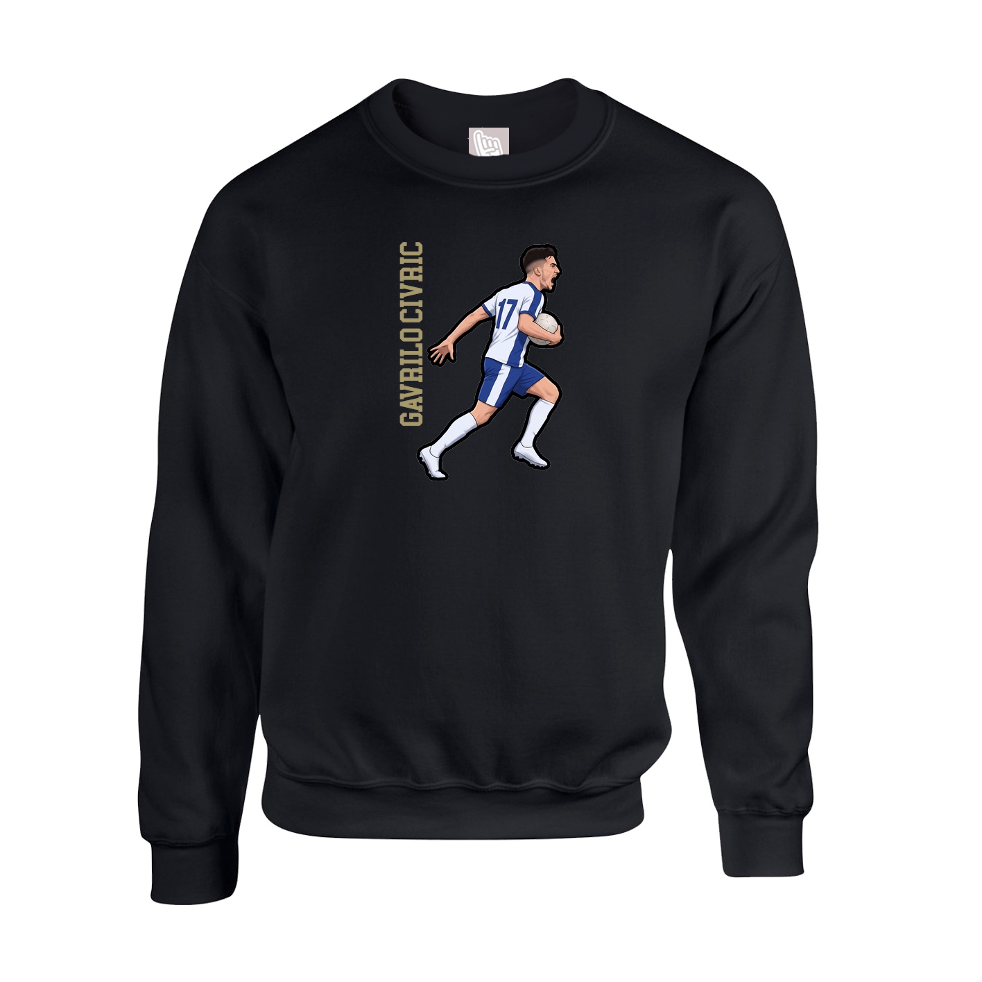 Fleece Crew — Name Vertical in Black