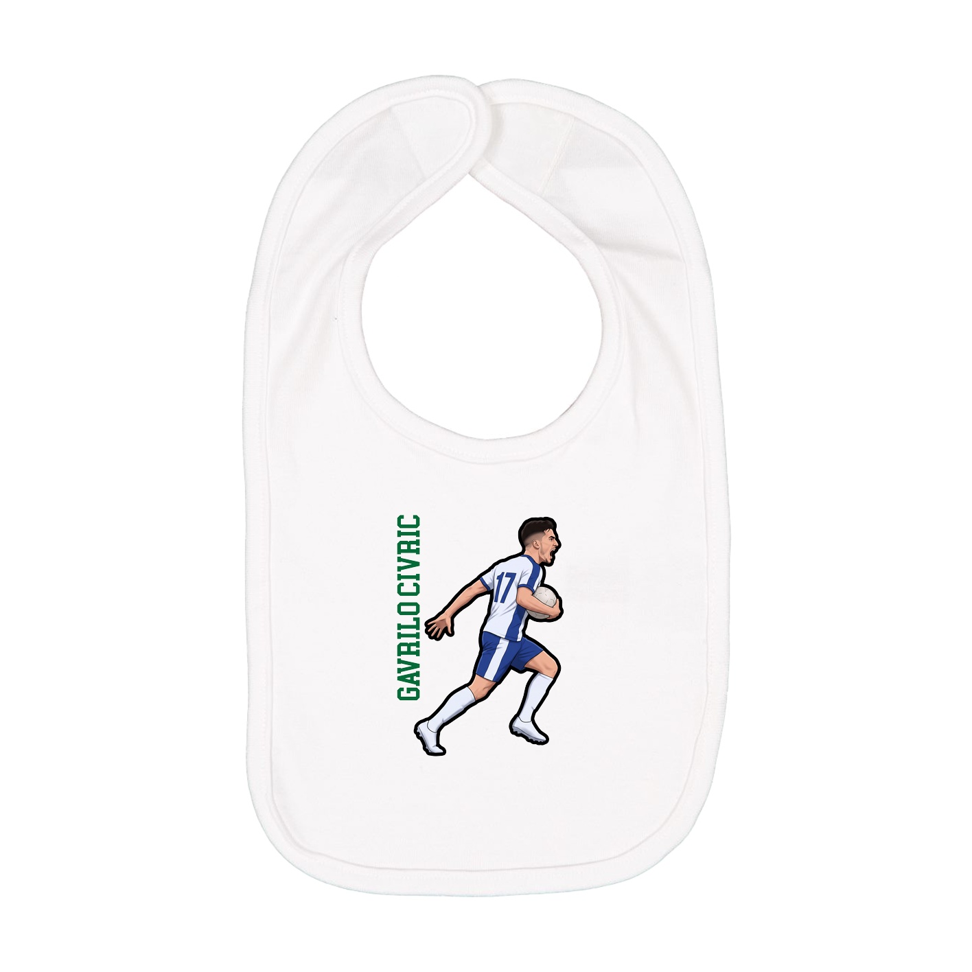 Infant Bib — Name Vertical in White
