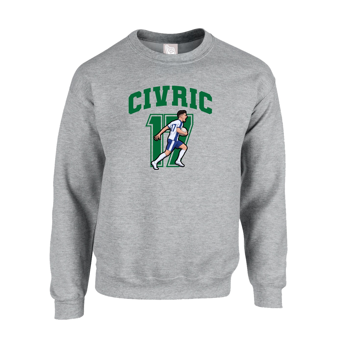 Fleece Crew — Number in Grey