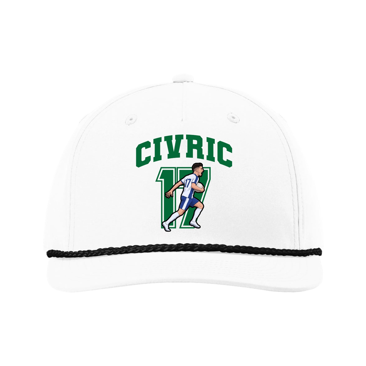 Five-Panel Classic Rope Cap — Number in White