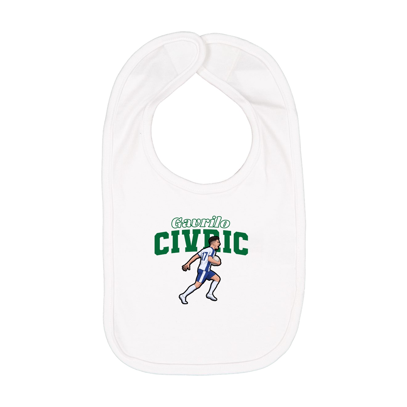 Infant Bib — Name Arch in White