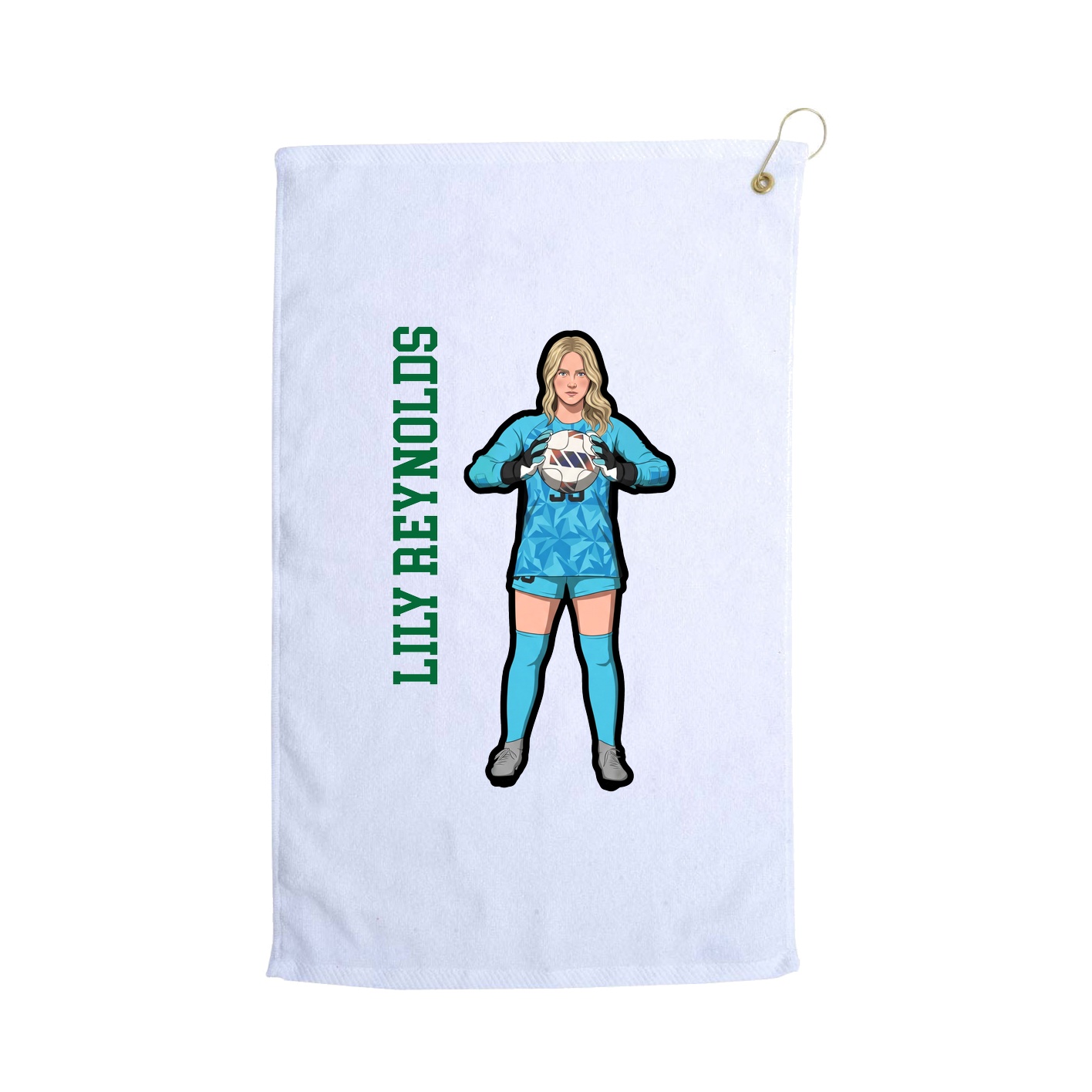 Golf Towel — Name Vertical in White