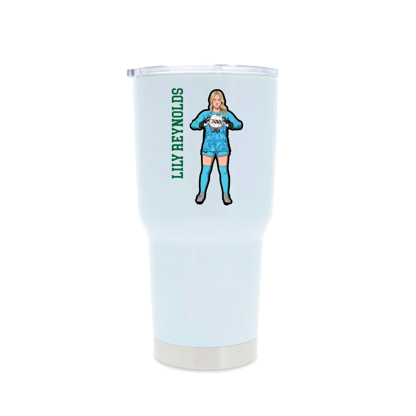 30oz Stainless Steel Tumbler — Name Vertical in White