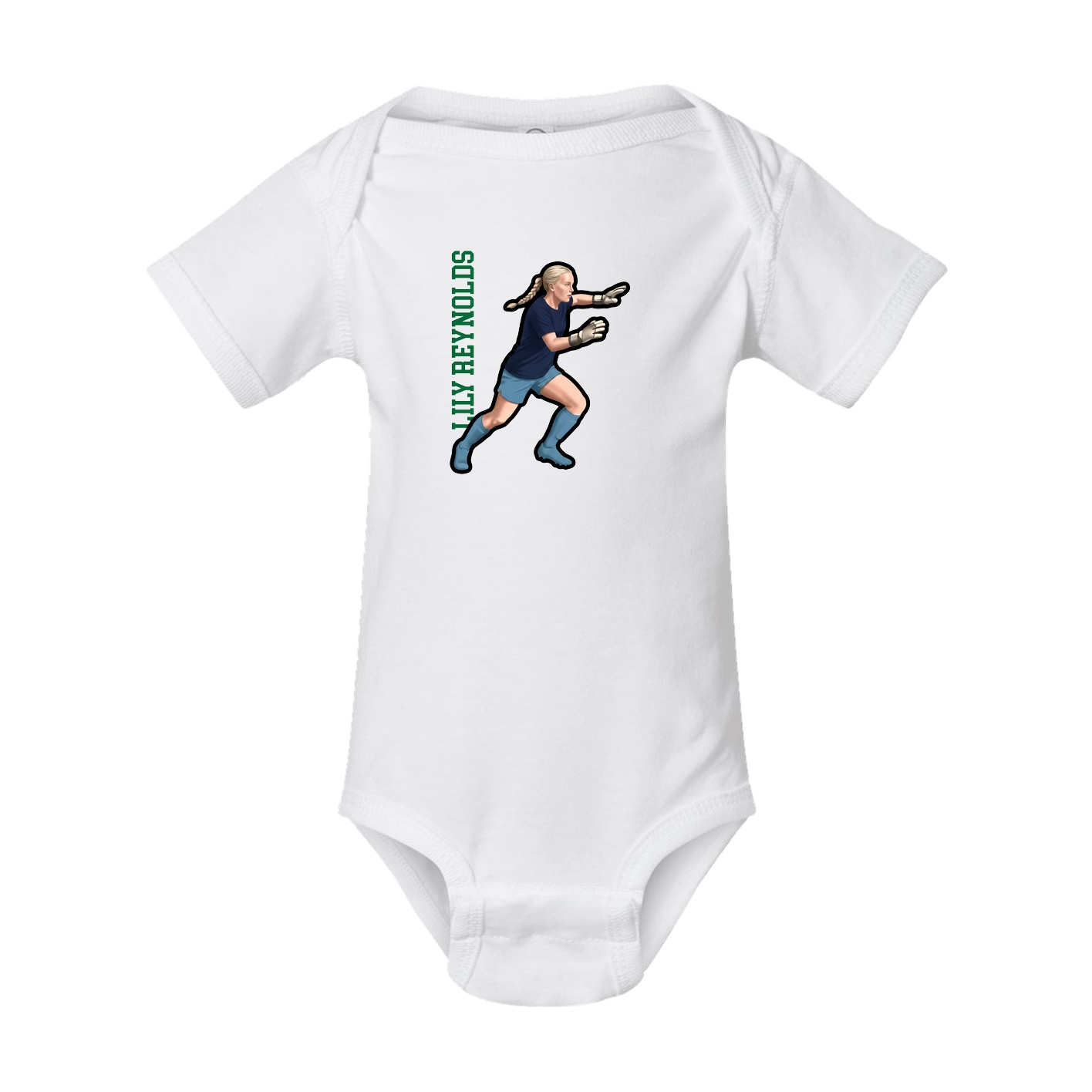 Baby Onesie — Name Vertical in White
