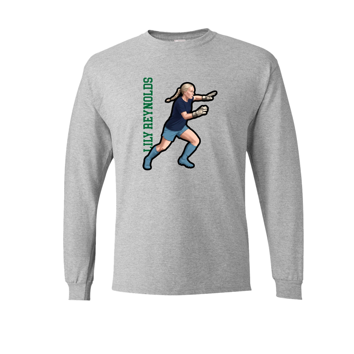 Long Sleeve Tee — Name Vertical in Grey