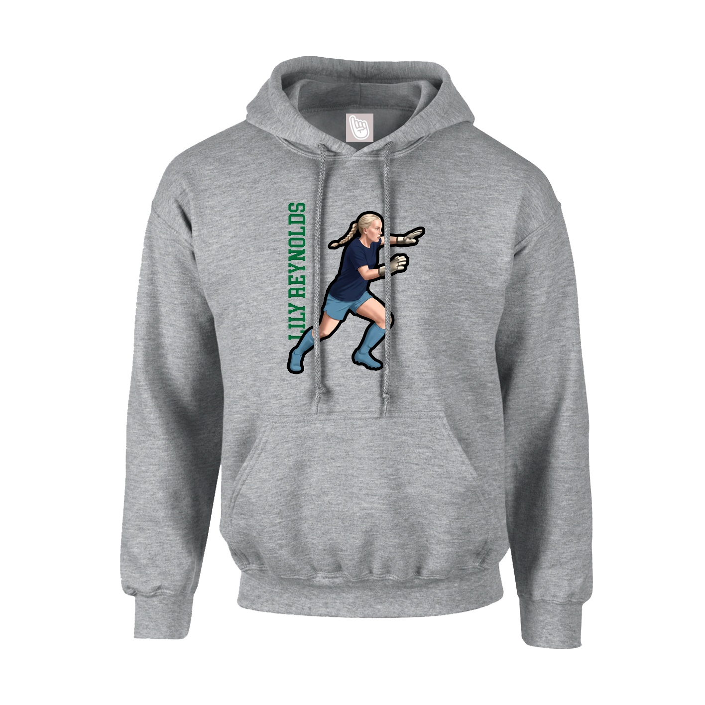 Hoodie — Name Vertical in Grey