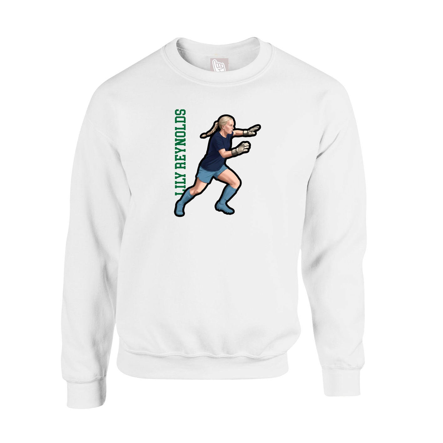 Fleece Crew — Name Vertical in White