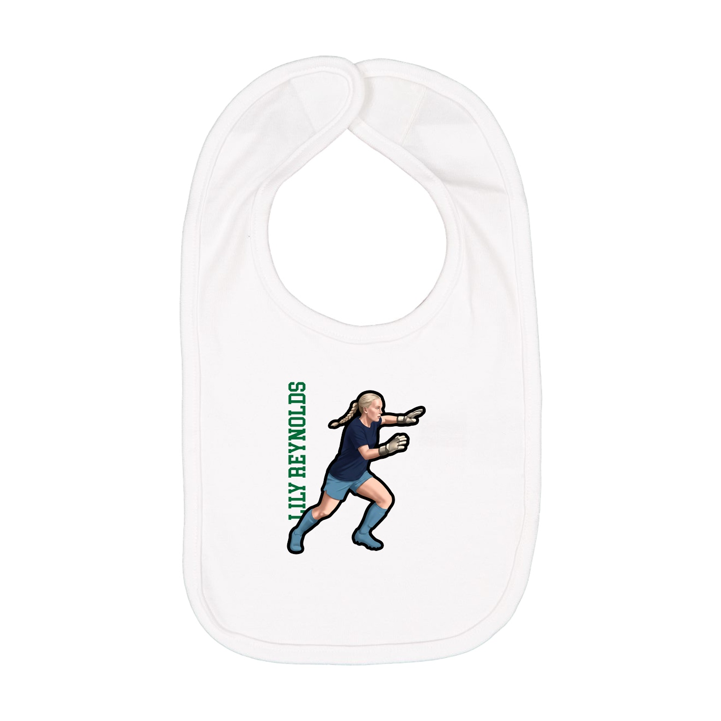 Infant Bib — Name Vertical in White