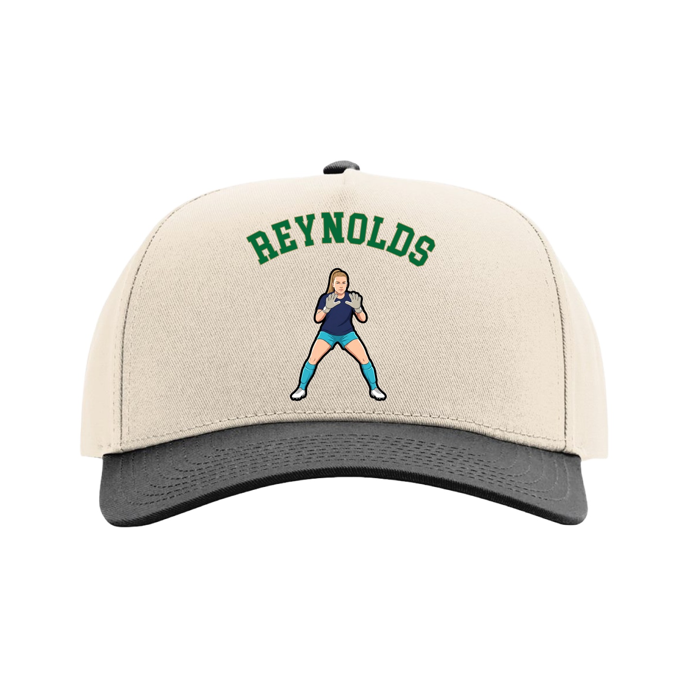 Full Fabric Five-Panel Champ Cap — Shirsey Arch in Cream/Black