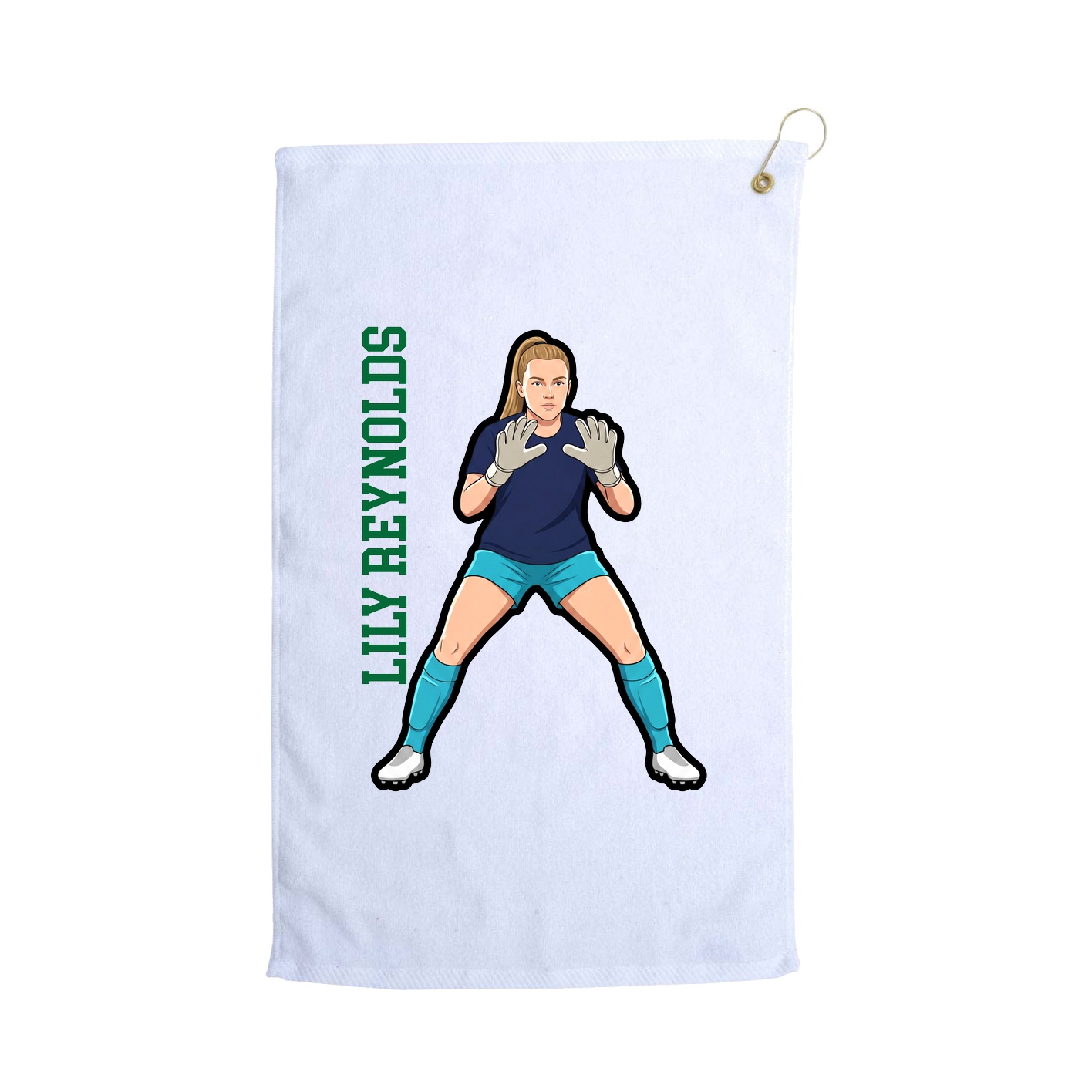 Golf Towel — Name Vertical in White